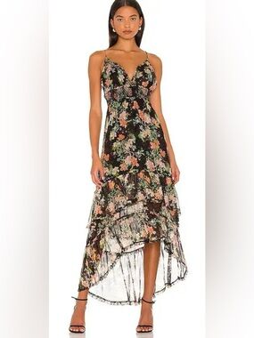 Alice + Olivia Imogene Hi-Low Spaghetti Strap Dress in Black